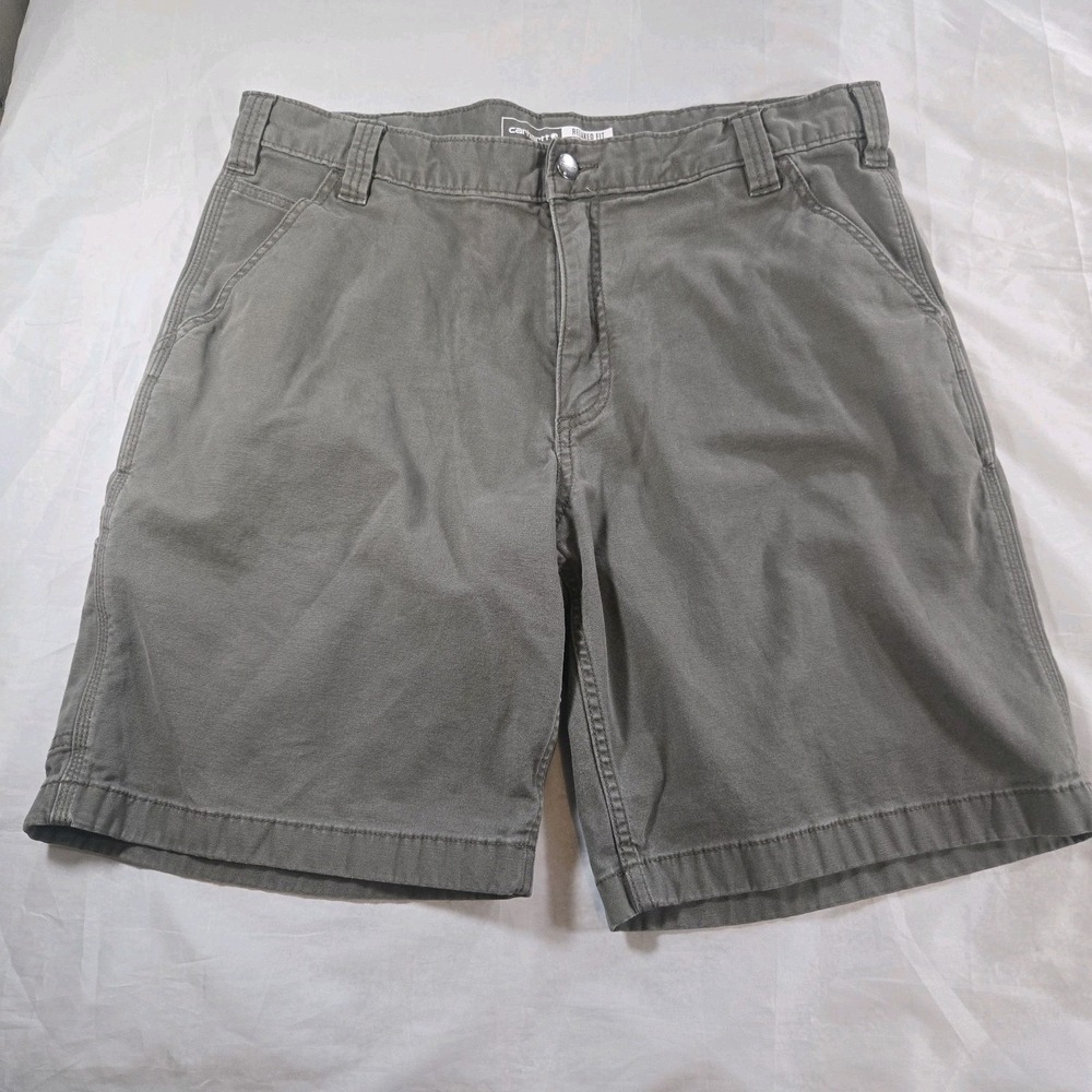 Carhartt Mens 38 Relaxed Fit Olive Green Stretch Canvas Work Shorts BS2514